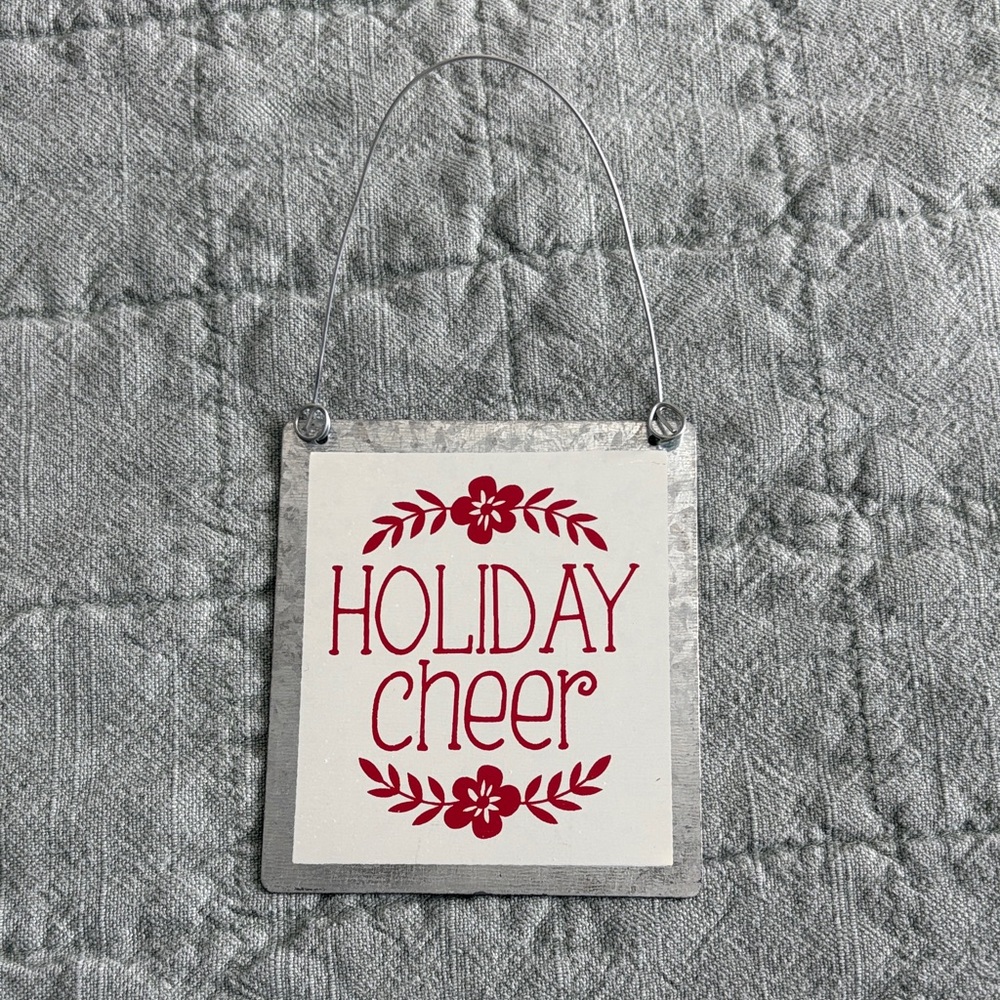 Festive Red and Silver Holiday Cheer Sign